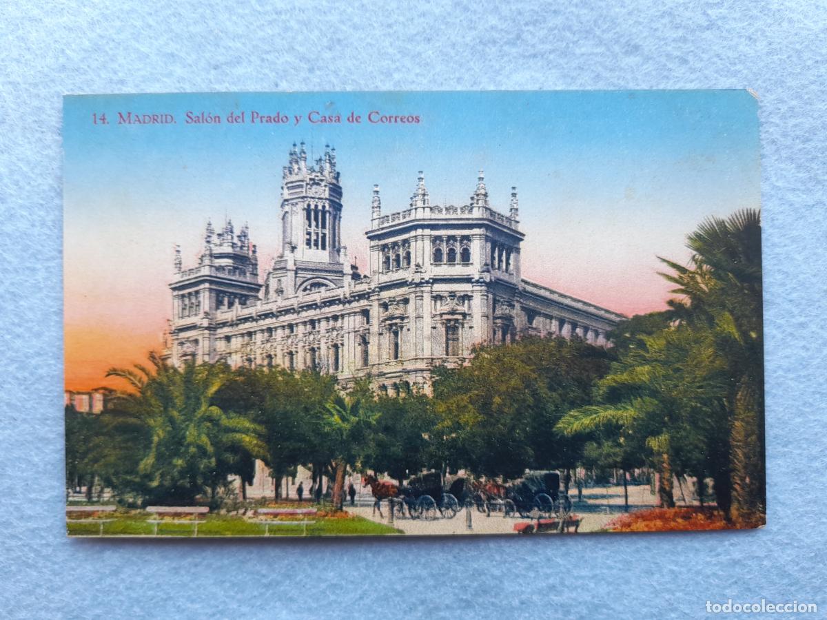 Postales: Madrid. Sal&oacute;n del Prado y Casa de Correos.