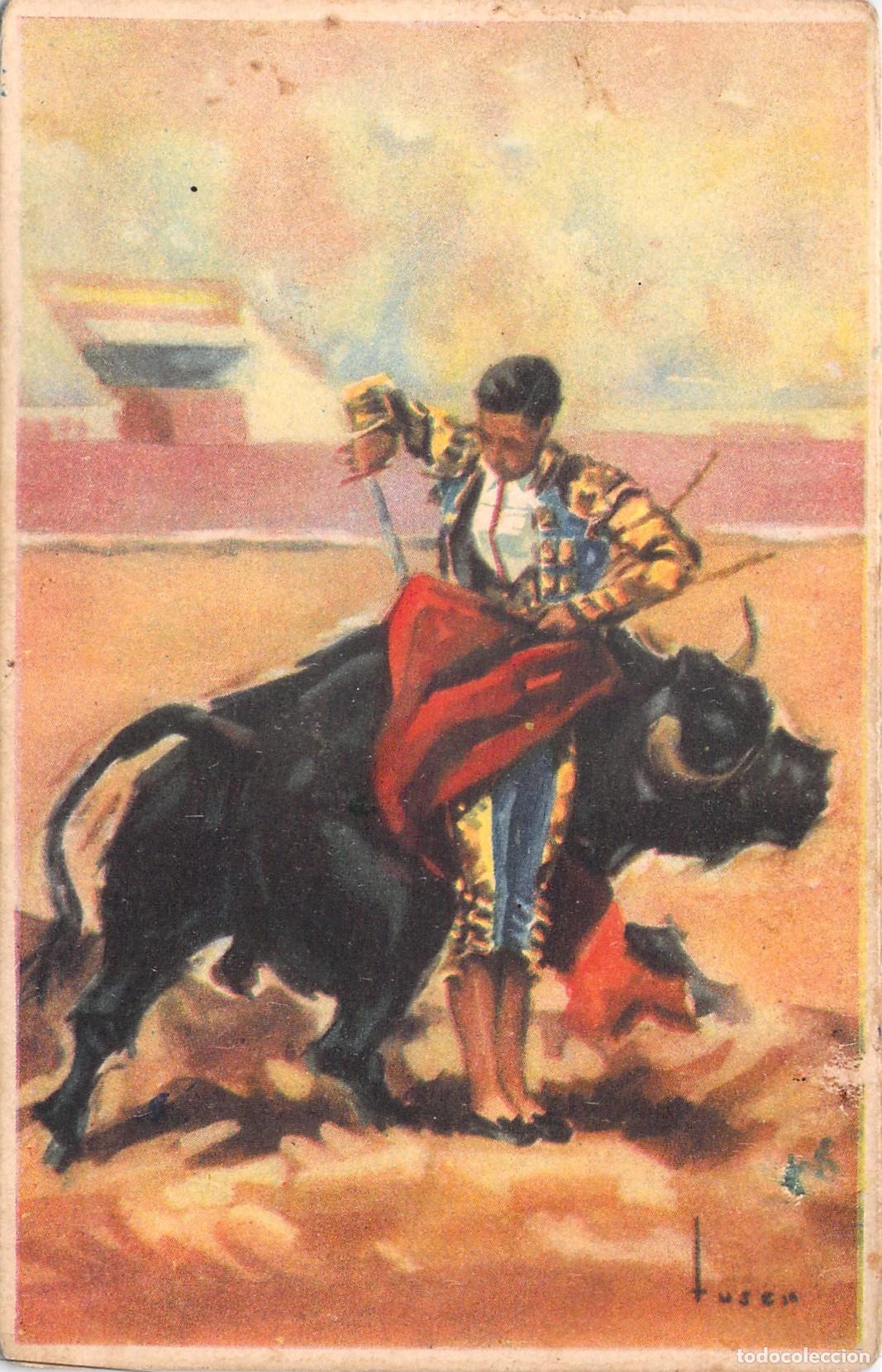 Postales: Postal de Tauromaquia: Ilustraci&oacute;n de Torero Realizando un Molinete