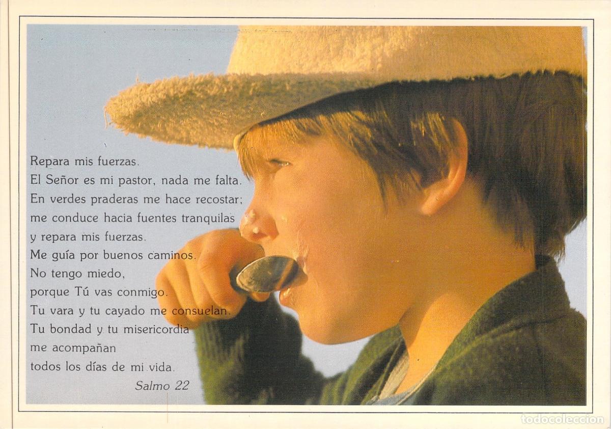 Postales: Postal Religiosa Salmo 22 Ediciones Paulinas Ni&ntilde;o Comiendo