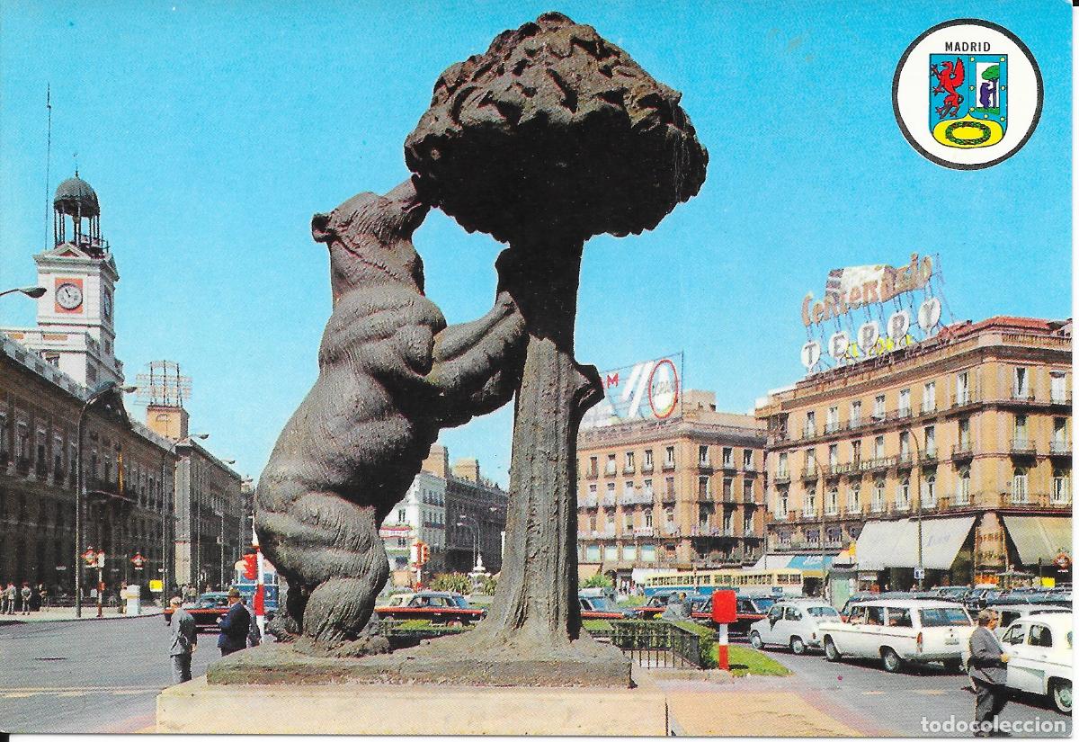 Postales: [POSTAL] Puerta del Sol. Monumento al Oso y al Madro&ntilde;o. Madrid. A&ntilde;o 1972 (circulada)