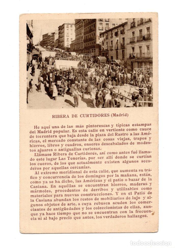 Postales: MADRID.- RIBERA DE CURTIDORES, EL RASTRO, PUBLICIDAD. MANUEL PRATS, ATOCHA 16.