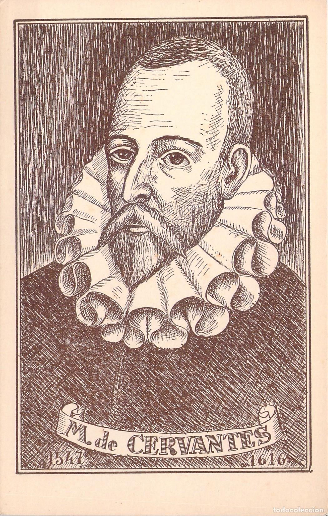 Postales: Tarjeta Postal Retrato de Miguel de Cervantes Colecci&oacute;n Literatos Gama