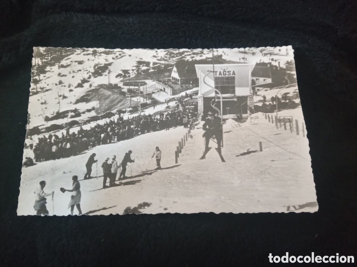 Postales: Antigua postal fotogr&aacute;fica, Puerto de Navacerrada, Telesillas a Guarra millas, escrita