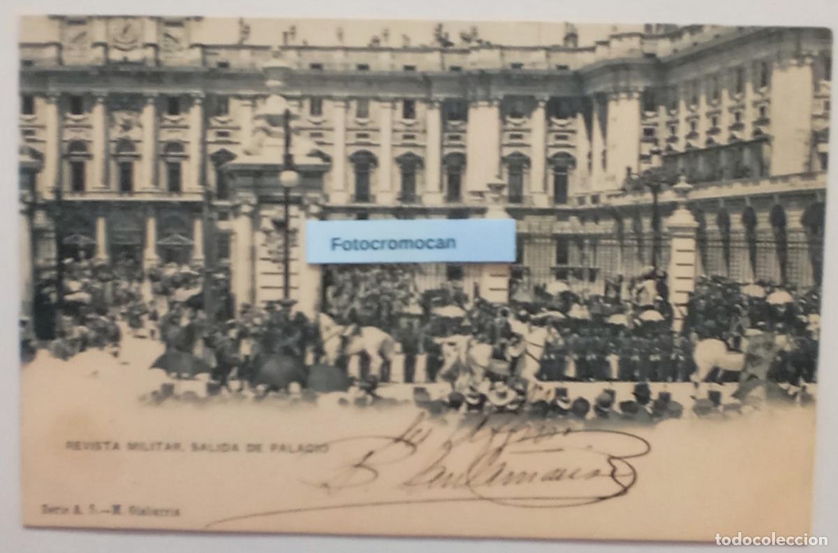 Postales: MADRID. REVISTA MILITAR, SALIDA DE PALACIO. M. OLABARRIA. SERIE A. 5