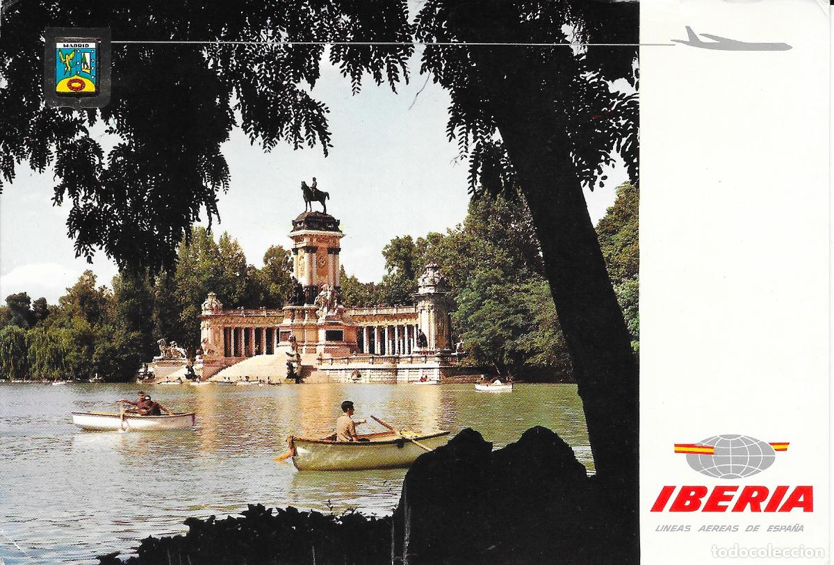 Postales: [POSTAL] Iberia. L&iacute;neas a&eacute;reas de Espa&ntilde;a. Parque del Retiro. Madrid (sin circular)