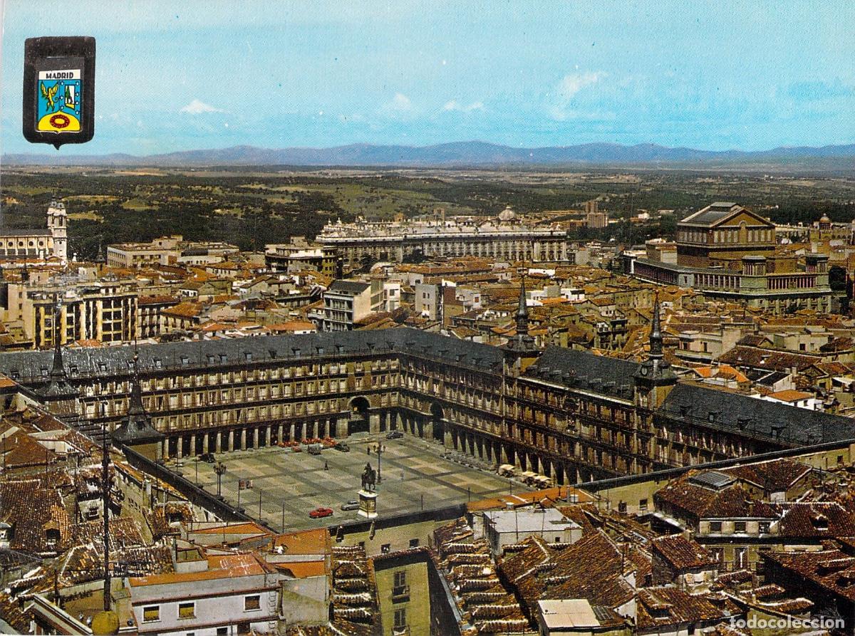 Postales: Postal de la Plaza Mayor de Madrid Vista A&eacute;rea