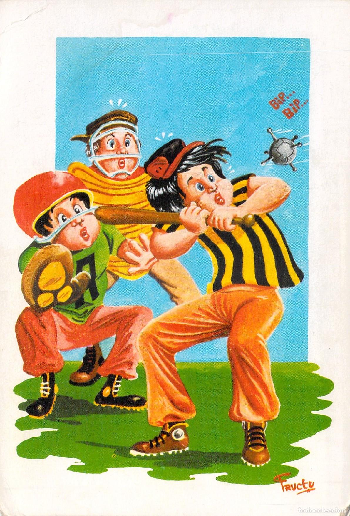 Postales: Postal Ilustrada de Humor Infantil jugando al B&eacute;isbol por Fructu