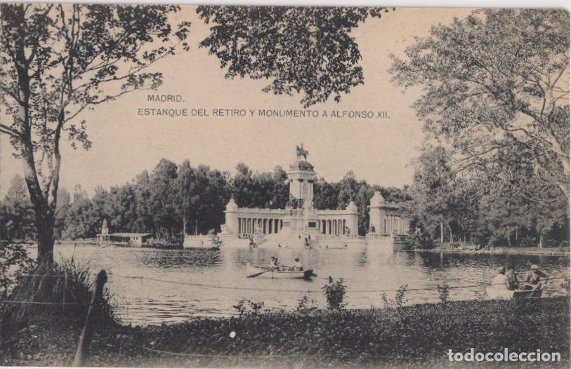 Postales: MADRID, ESTANQUE DEL RETIRO, MONUMENTO A ALFONSO XII &ndash; FOTOTIPIA DE HAUSER Y MENET &ndash; S/C