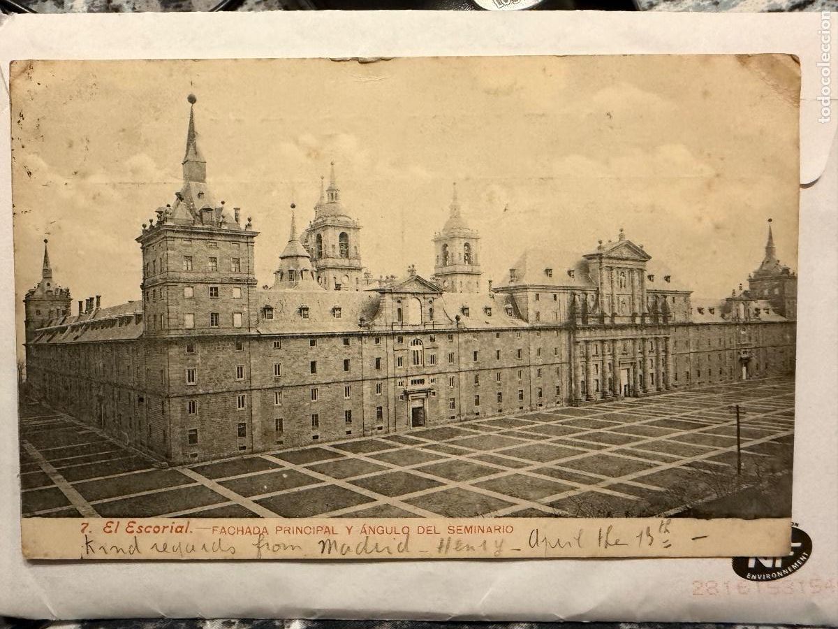 Postales: 7 - El Escorial - Fachada principal y &aacute;ngulo del seminario - Circulada