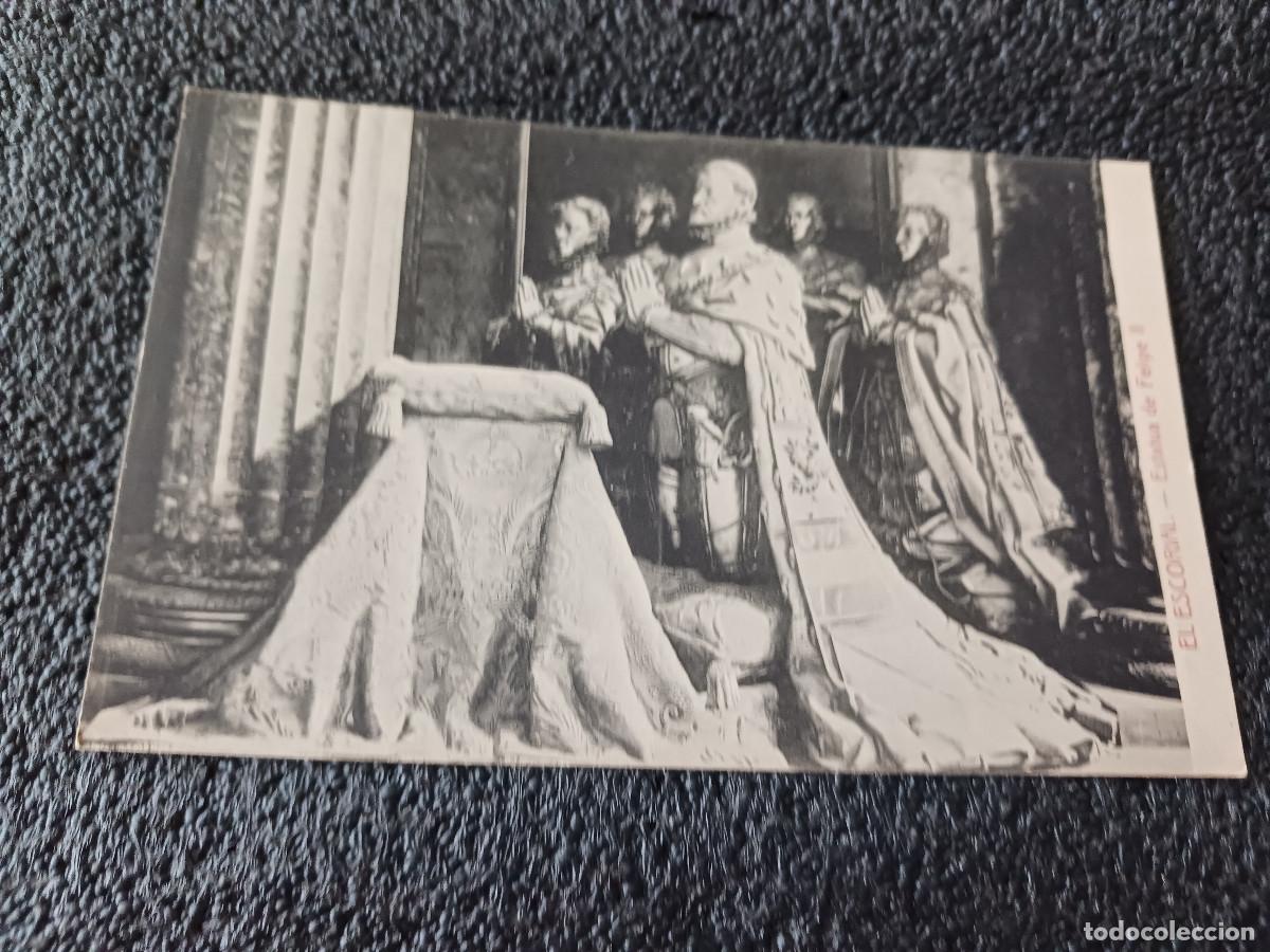 Postales: el escorial, estatua de felipe II, fotpia. casta&ntilde;eira alvarez y levenfeld, hijo de nicolas serrano