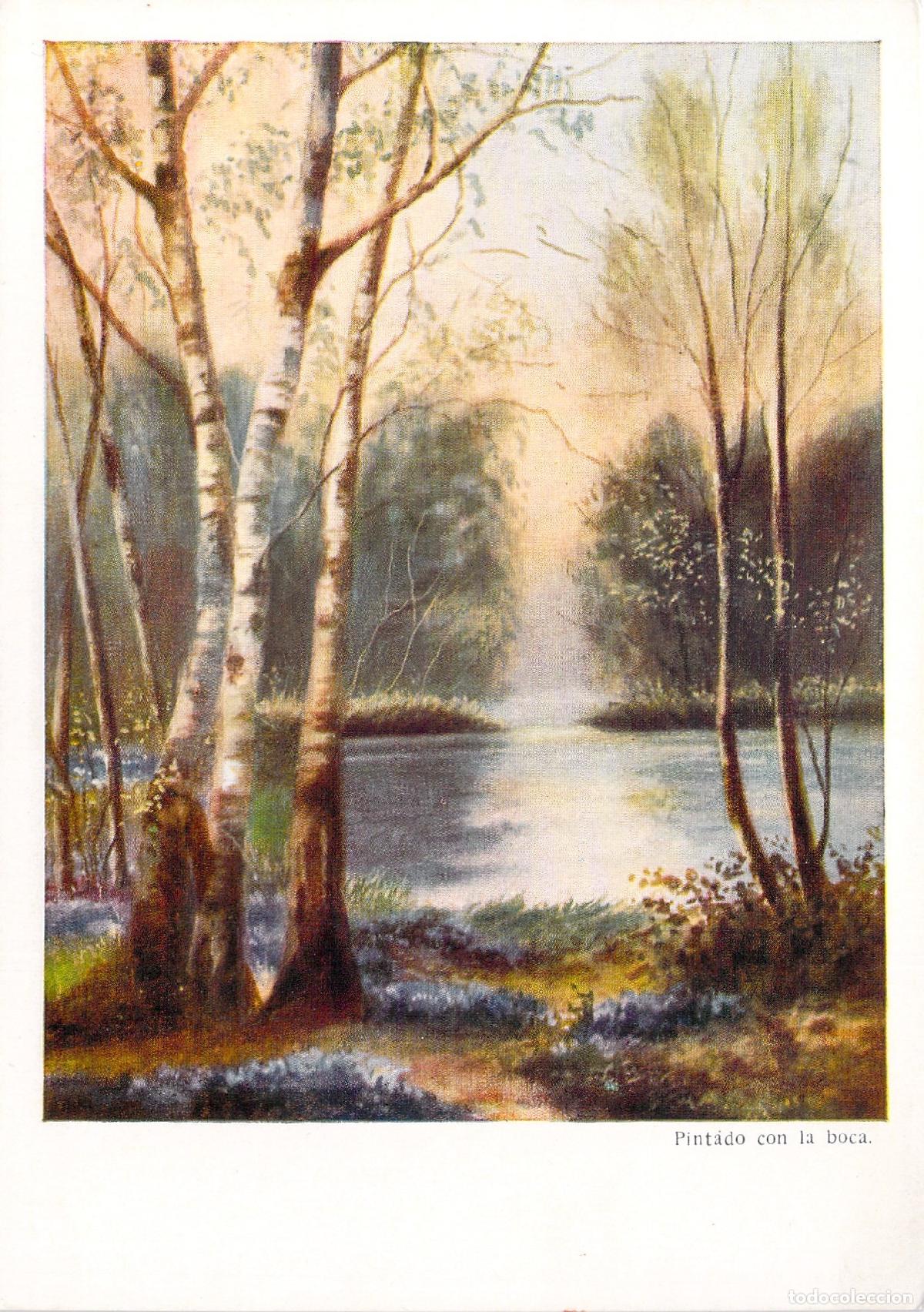 Postales: Postal de Paisaje Lago en el Bosque Pintado con la Boca por R. Hext