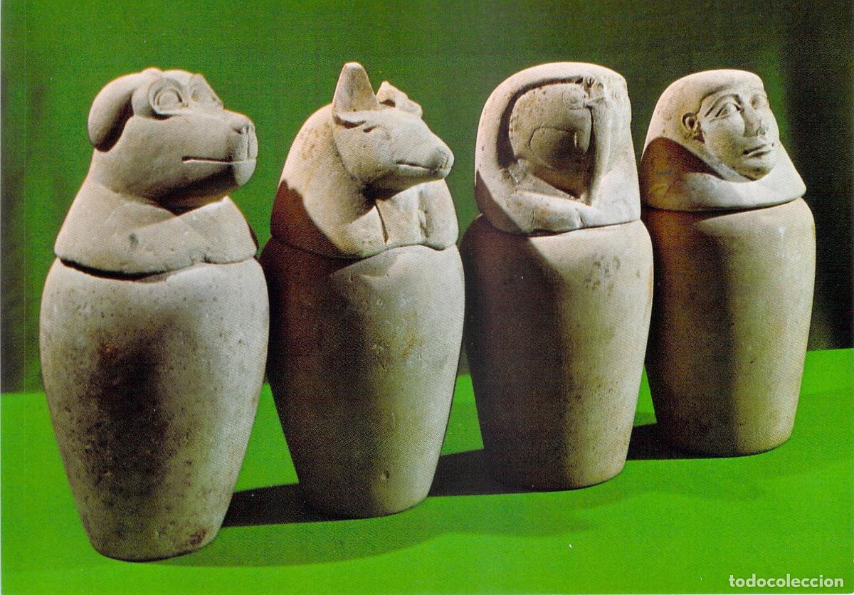 Postales: Postal Vasos Canopos Museo Arqueol&oacute;gico Nacional Madrid