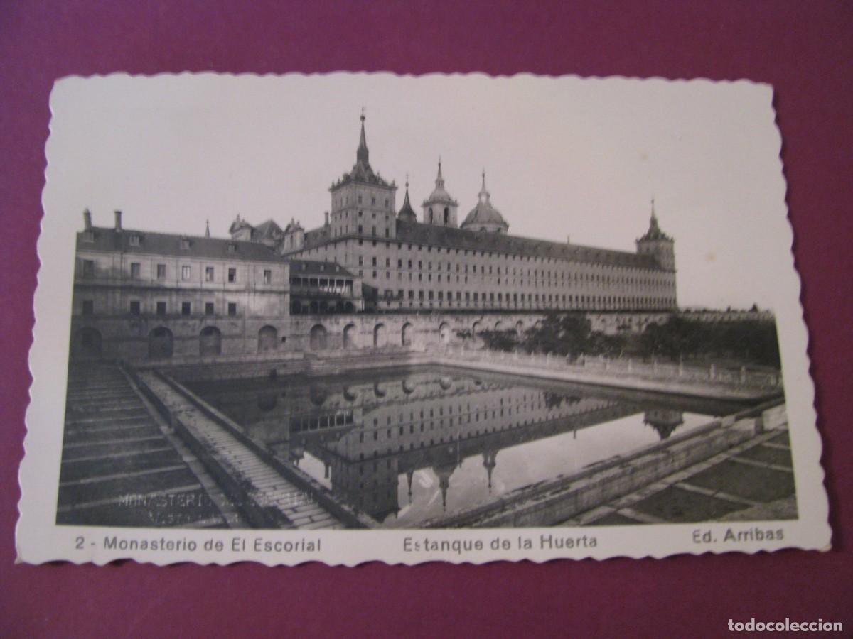Postales: POSTAL FOTOGRAFICA DE MONASTERIO DE EL ESCORIAL. ESTANQUE DE LA HUERTA. ARRIBAS