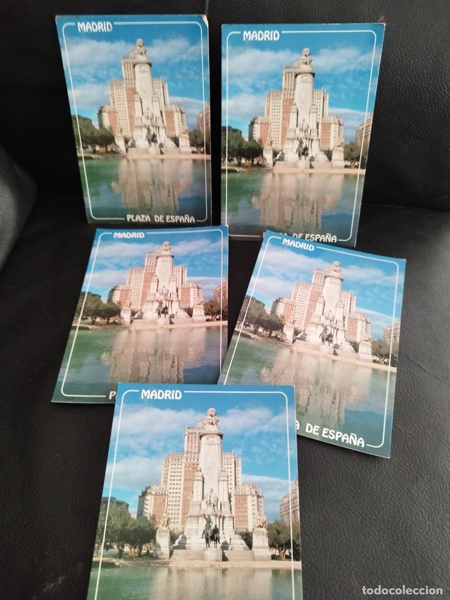 Postales: Lote de 5 tarjetas postales de la plaza Espa&ntilde;a de Madrid.