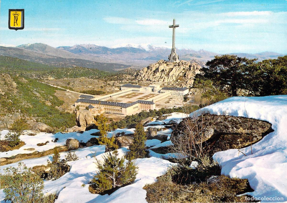 Postales: Postal de la Santa Cruz del Valle de los Ca&iacute;dos con Nieve Madrid Espa&ntilde;a