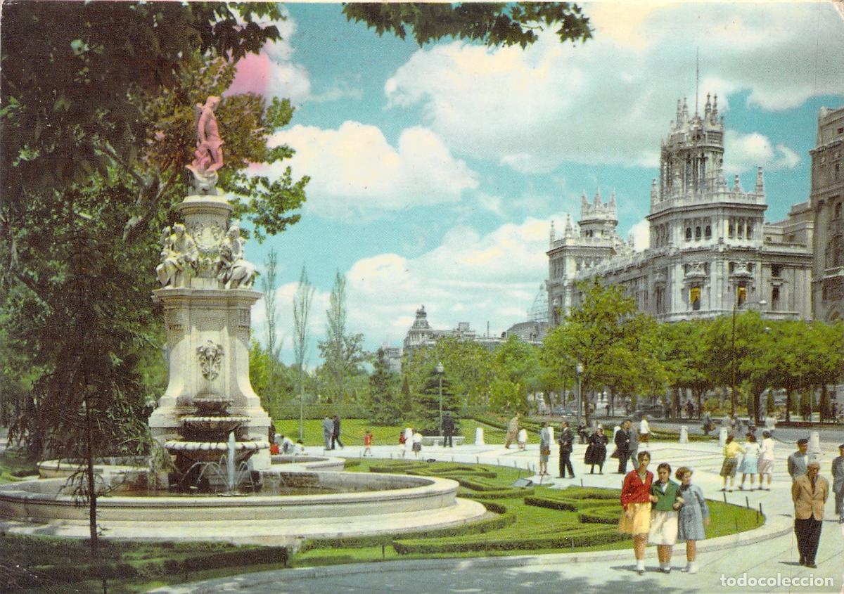 Postales: Postal de Madrid - Sal&oacute;n del Prado y Palacio de Comunicaciones