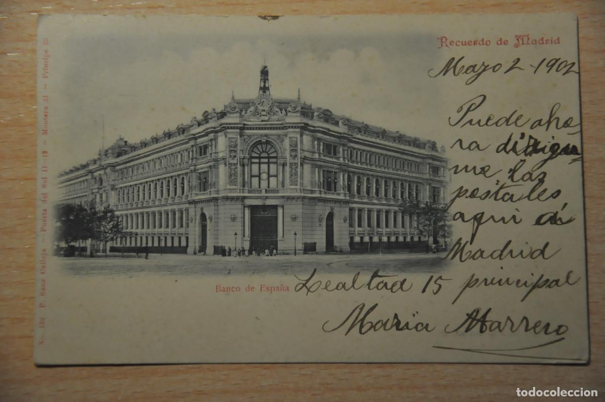 Postales: postal madrid, banco de espa&ntilde;a, p.sanz calleja n&ordm; 122, puerta del sol 11-12
