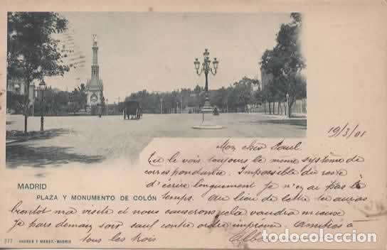 Postales: MADRID ALCALA DE HENARES DORSO SIN DIVIDIR PLAZA Y MONUMENTO DE COLON