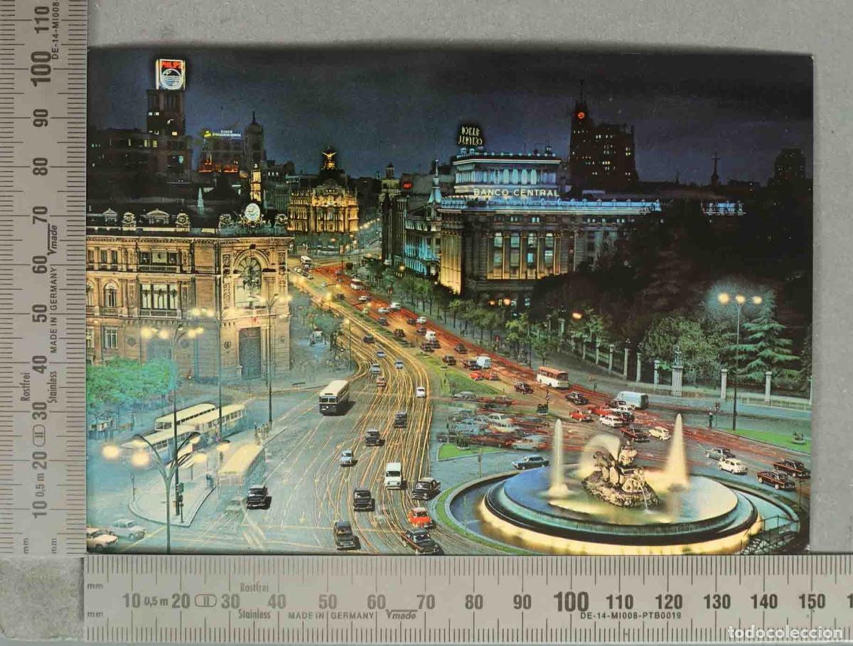 Postales: POSTAL. Madrid - Plaza de la Cibeles y Calle de Alcal&aacute; - Vista nocturna