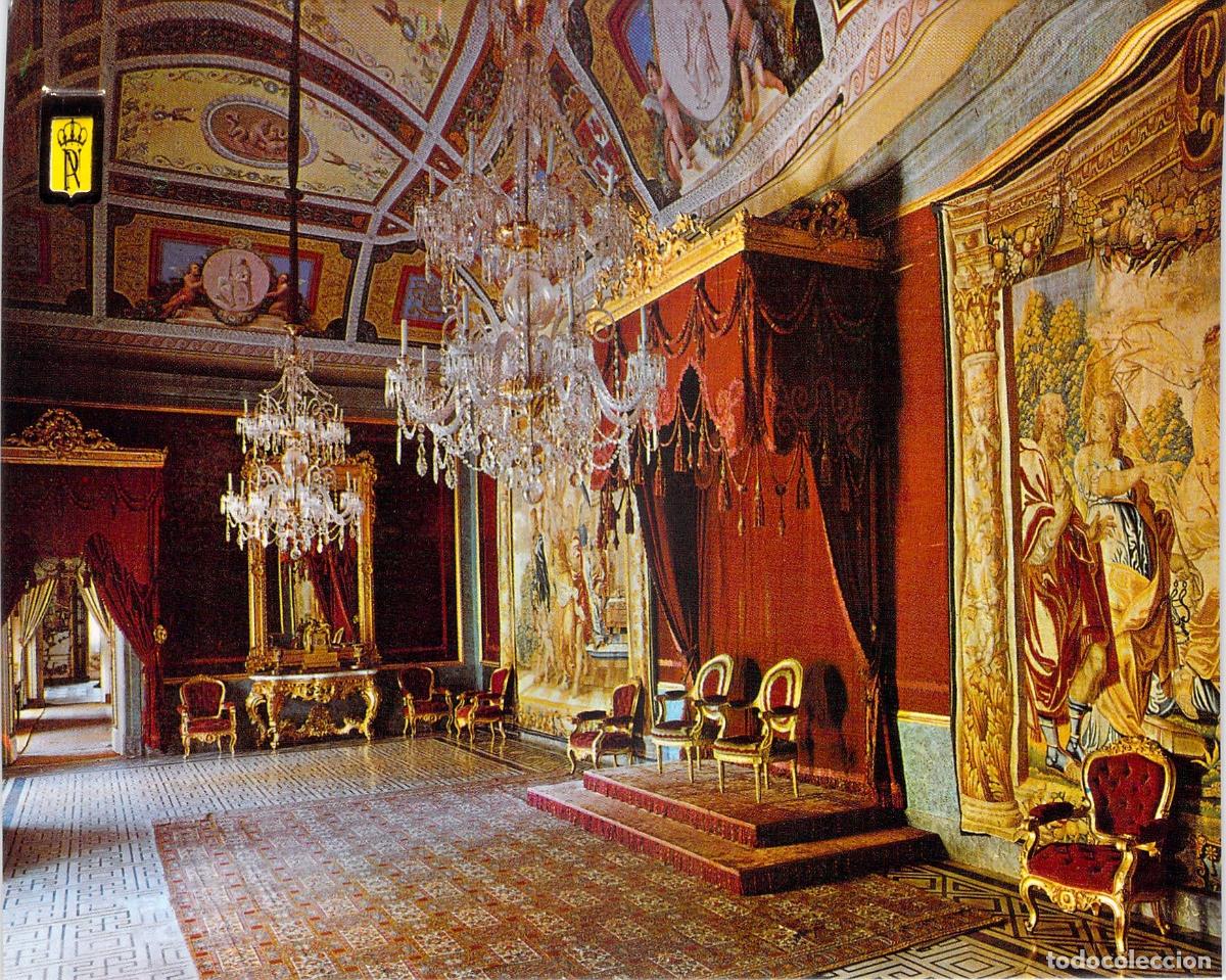 Postales: Postal del Sal&oacute;n del Trono en el Palacio Real de Aranjuez