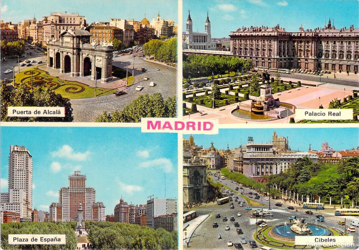Postales: Postal Multivista de Madrid: Puerta de Alcal&aacute;, Palacio Real, Cibeles