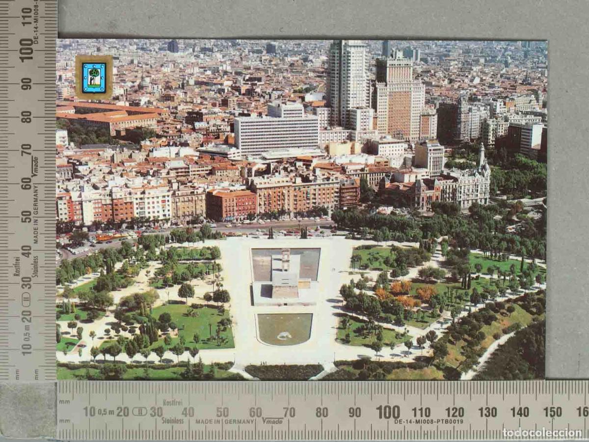 Postales: POSTAL. Madrid desde el cielo - Templo de Debod y Plaza de Espa&ntilde;a