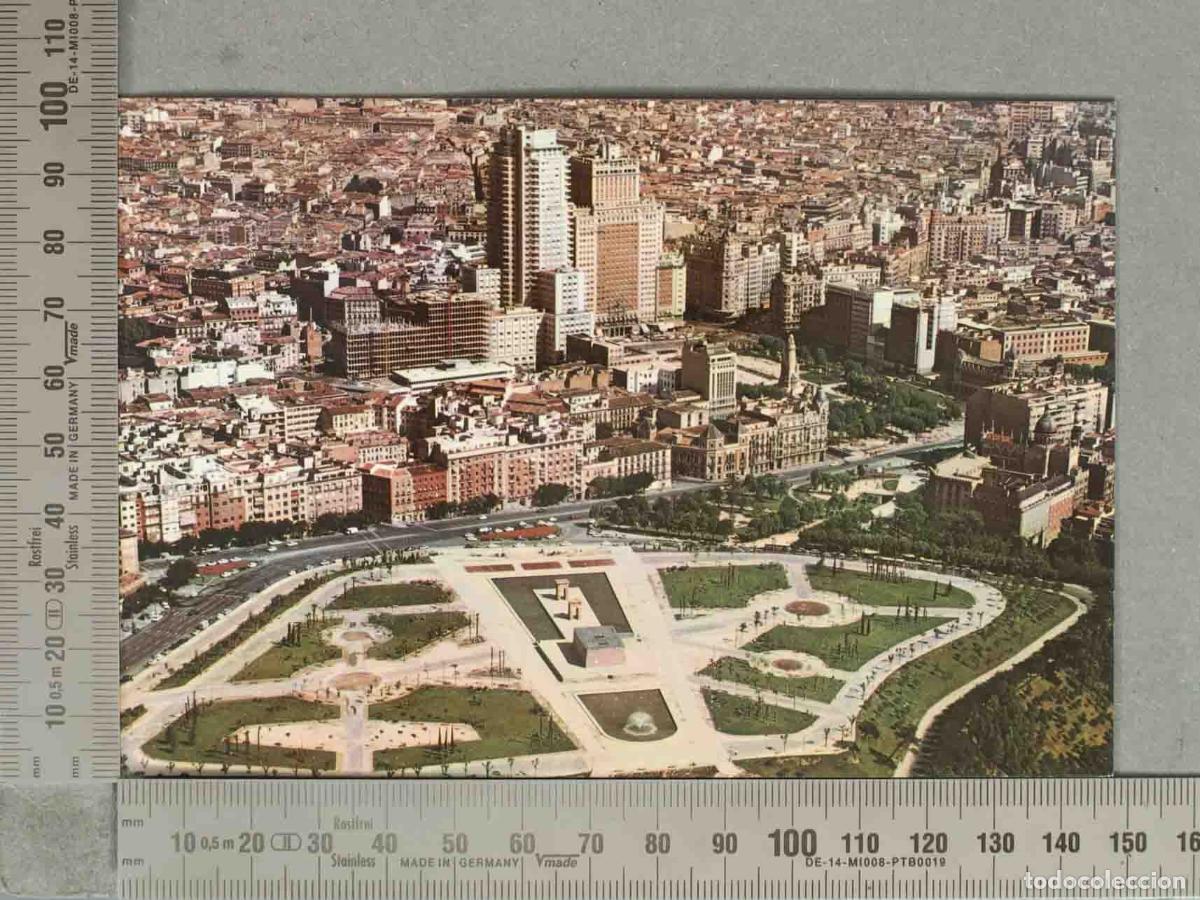 Postales: POSTAL. Madrid - Vista a&eacute;rea del Templo de Debod y Plaza de Espa&ntilde;a - Ediciones Fisa