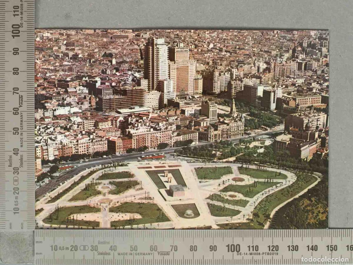 Postales: POSTAL. Madrid - Templo de Debod y Plaza de Espa&ntilde;a - Vista a&eacute;rea
