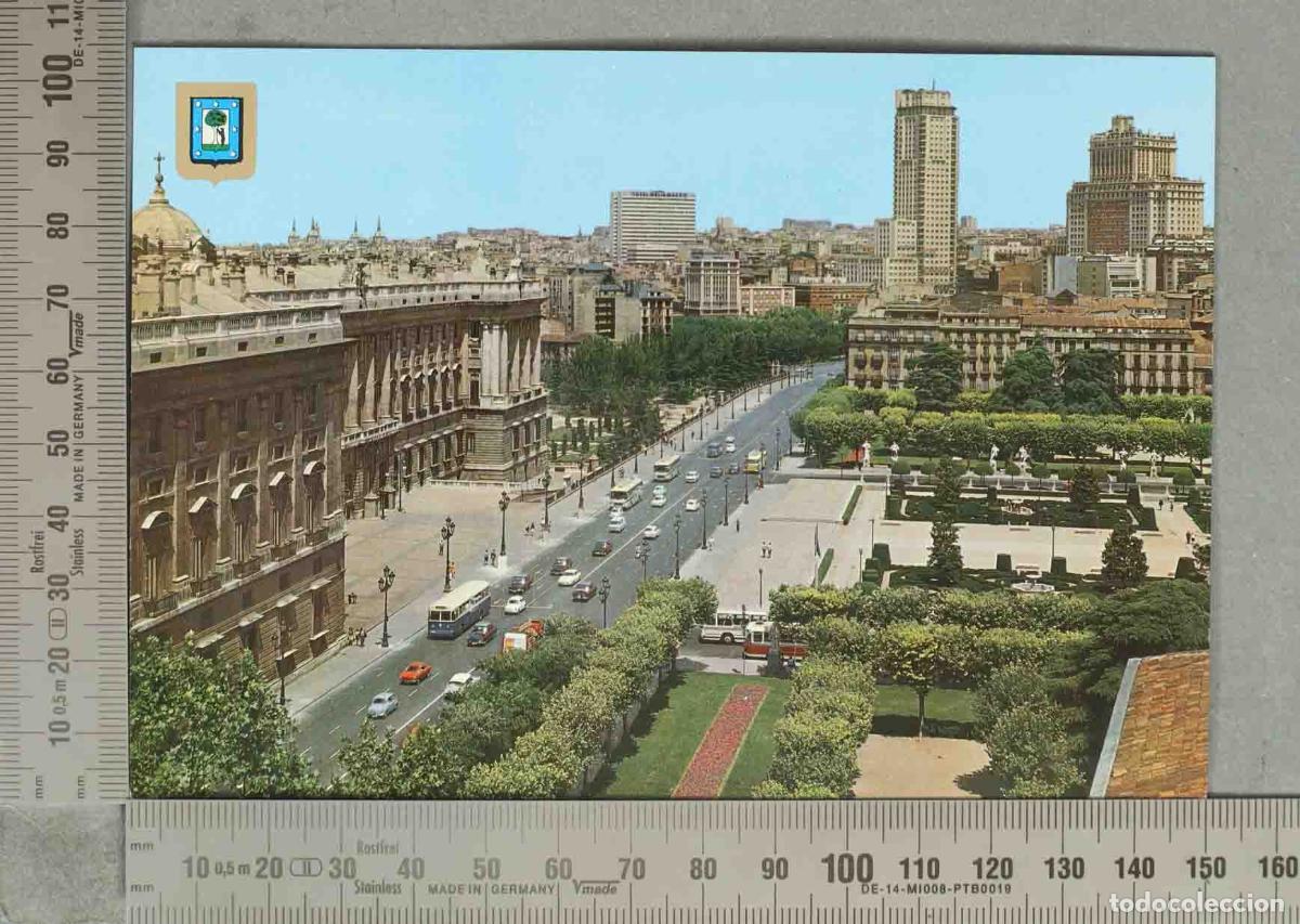 Postales: POSTAL. Madrid - Palacio Real, Calle Bail&eacute;n y Jardines de Sabatini -