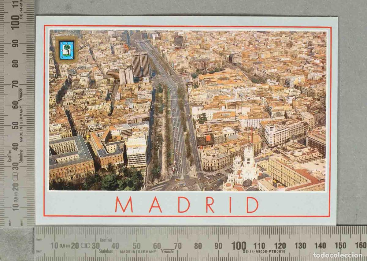 Postales: POSTAL. Madrid - Vista a&eacute;rea de Madrid - Escudo de la Villa