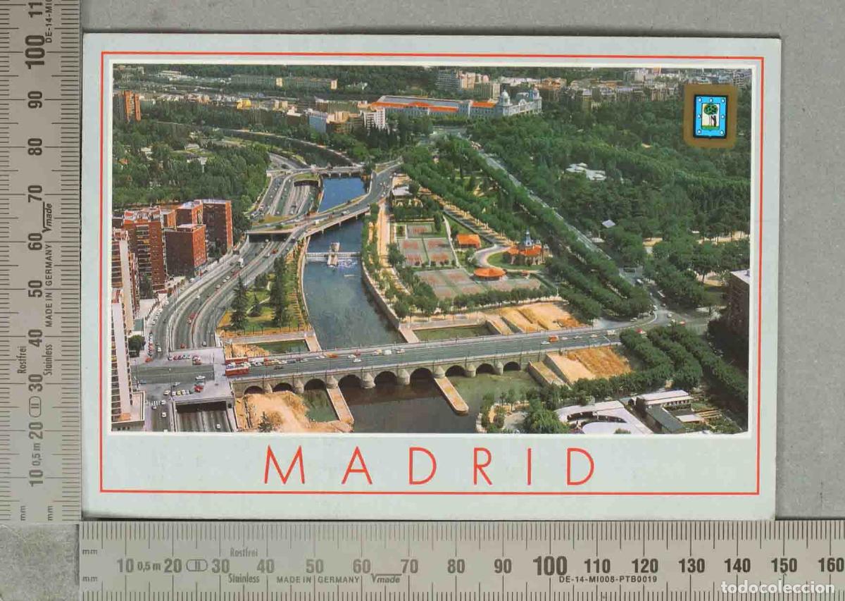 Postales: POSTAL. Madrid - Vista a&eacute;rea r&iacute;o Manzanares