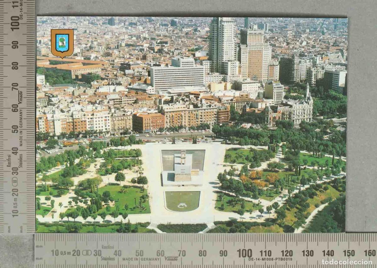 Postales: POSTAL. Madrid - Vista a&eacute;rea del Templo de Debod y Plaza de Espa&ntilde;a - Ediciones Fisa