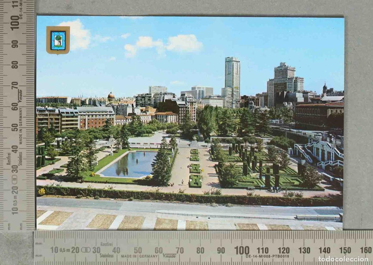 Postales: POSTAL. Madrid - Jardines de Sabatini - Vista parcial panor&aacute;mica y Plaza de Espa&ntilde;a