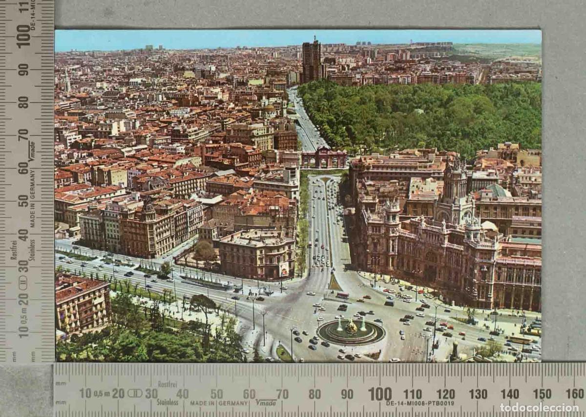 Postales: POSTAL. Madrid - Vista a&eacute;rea Cibeles y Paseo del Prado -