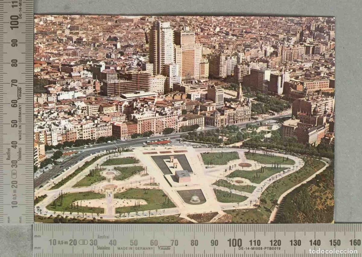 Postales: POSTAL. Madrid - Templo de Debod y Plaza de Espa&ntilde;a