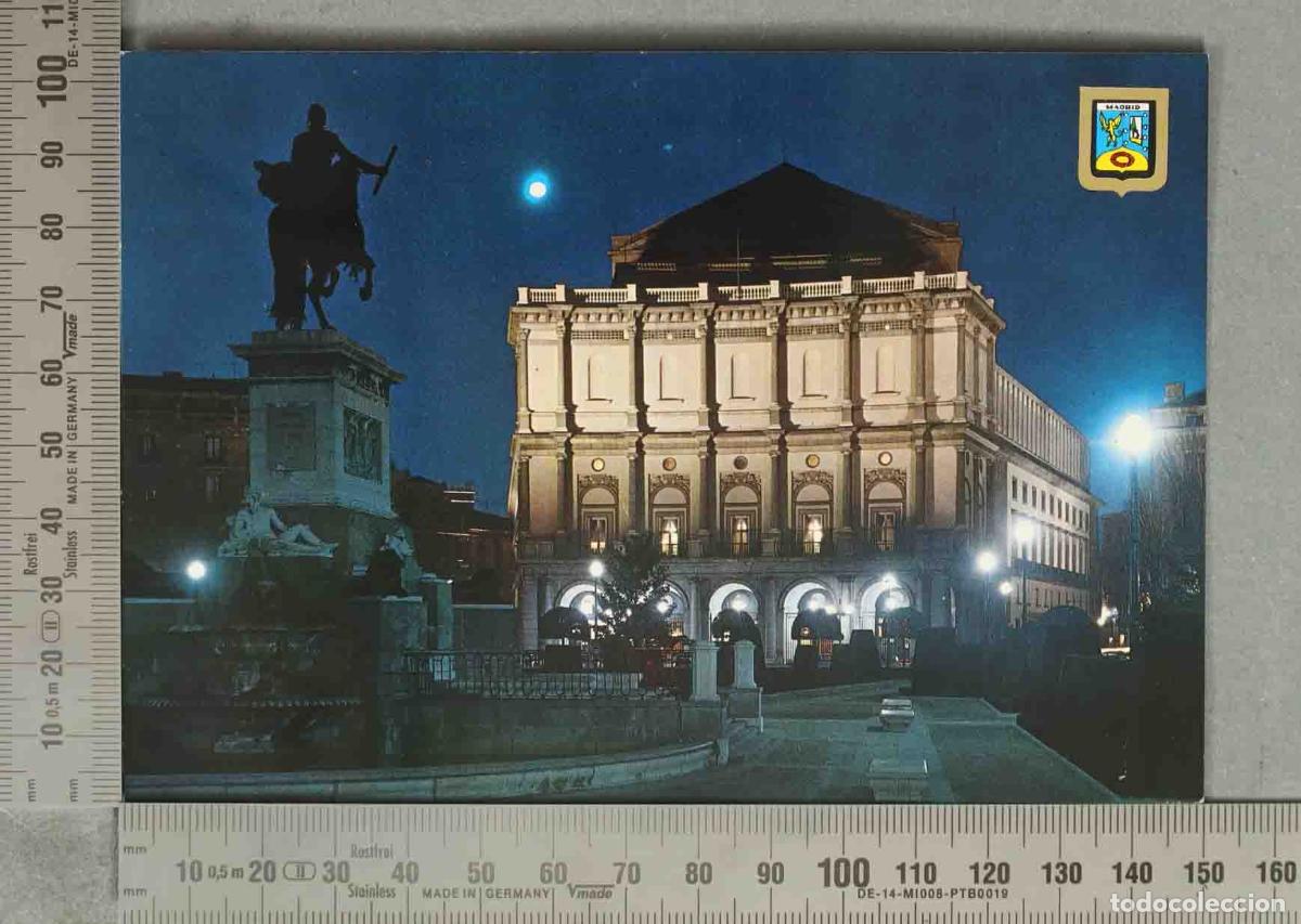 Postales: POSTAL. Madrid - Teatro Real y Monumento a Felipe IV de noche