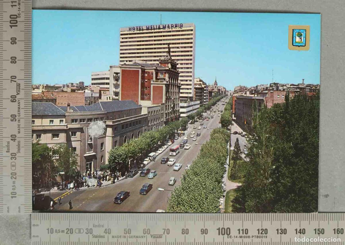 Postales: POSTAL. Madrid - Hotel Meli&aacute; Madrid - Vista a&eacute;rea de la calle de la Princesa