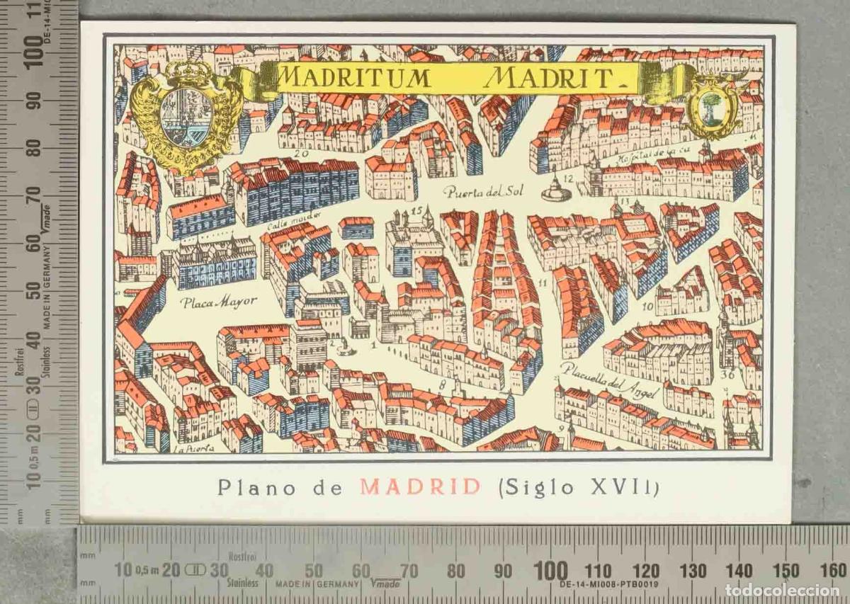 Postales: POSTAL. Plano de Madrid (Siglo XVII) - Madritum - Madrit
