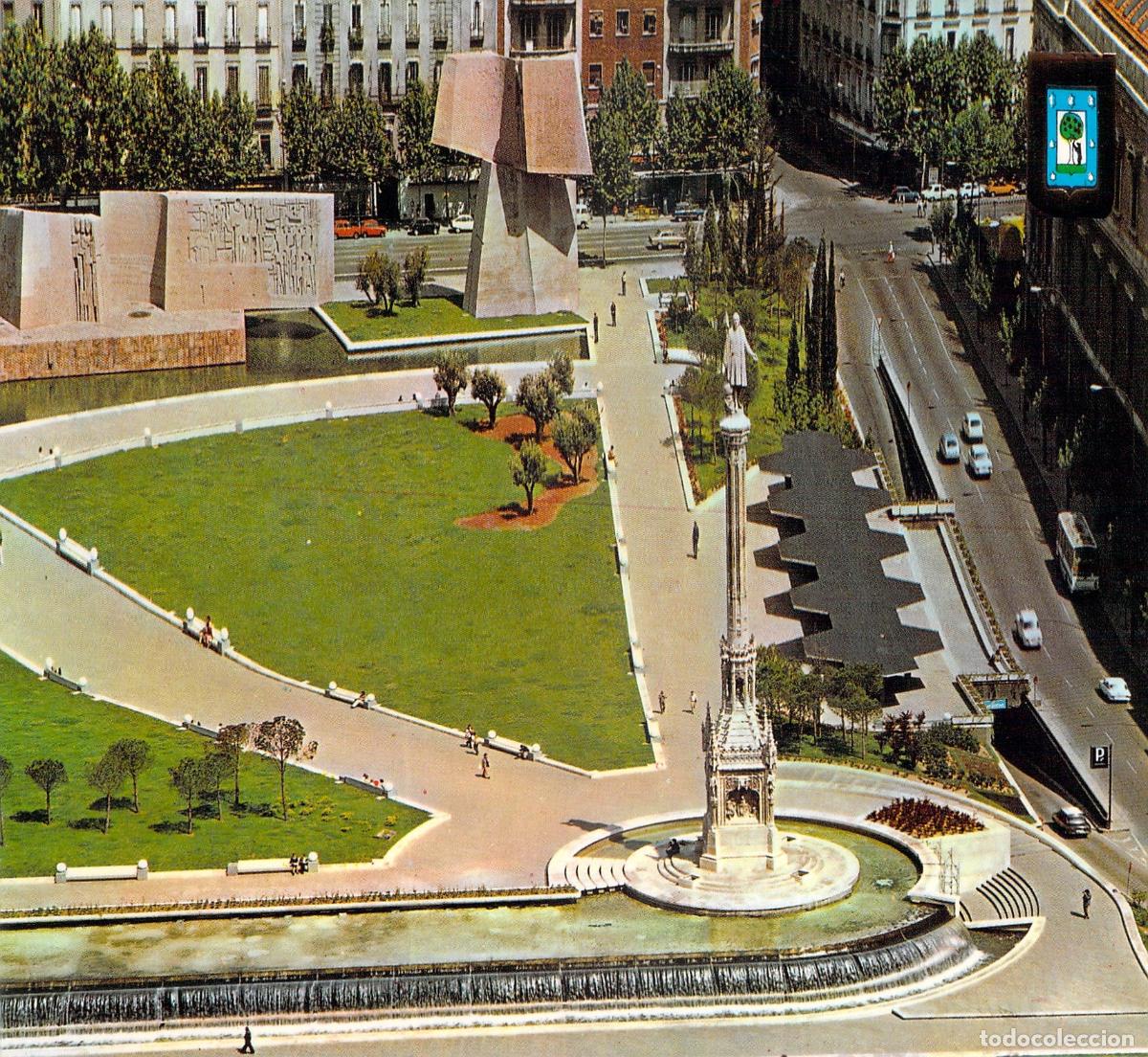 Postales: Postal de la Plaza de Col&oacute;n y Jardines del Descubrimiento en Madrid