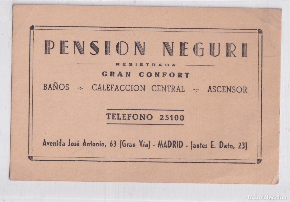Postales: PENSI&Oacute;N NEGURI. GRAN CONFORT. GRAN VIA MADRID 12,50 X 8 CM