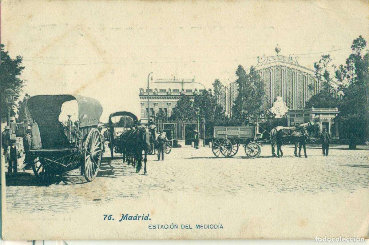 Postales: MADRID. ESTACI&Oacute;N DEL MEDIOD&Iacute;A. CIRCULADA EN 1906.