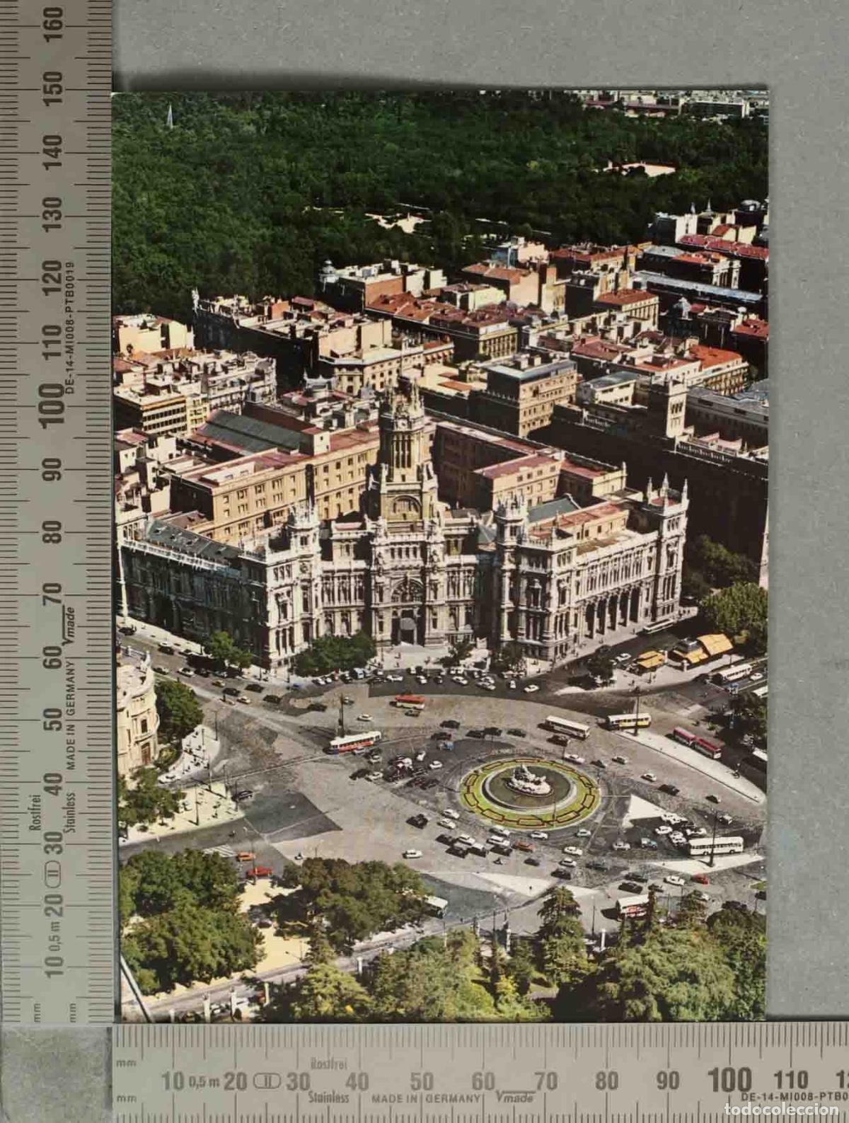 Postales: POSTAL. Madrid - Palacio de Comunicaciones - Vista a&eacute;rea - Retiro - Cibeles