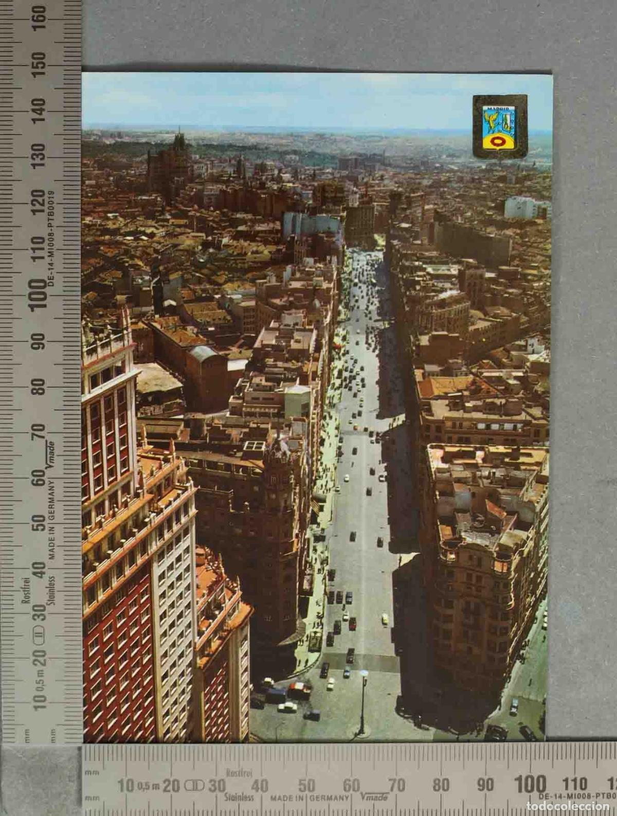 Postales: POSTAL. Madrid - Gran V&iacute;a Vista A&eacute;rea Desde Edificio Telef&oacute;nica