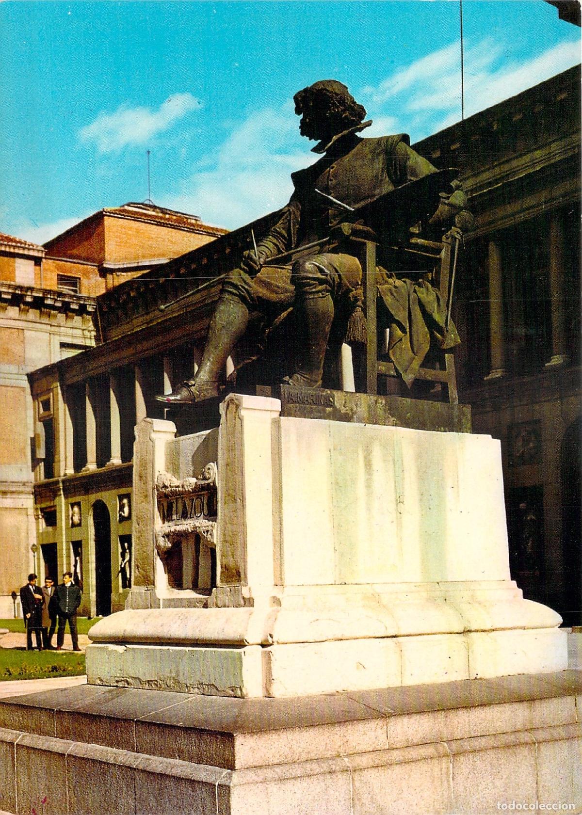 Postales: Postal de la Estatua de Vel&aacute;zquez en el Museo del Prado, Madrid