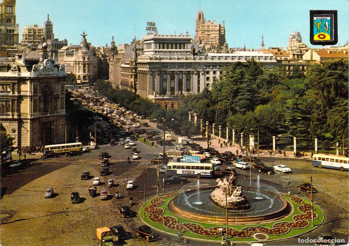 Postales: Postal de la Fuente de la Cibeles y Calle de Alcal&aacute; en Madrid