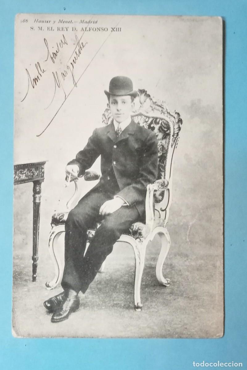 Postales: Postal del rey Alfonso XIII , de hauser y menet , tem&aacute;tica monarqu&iacute;a