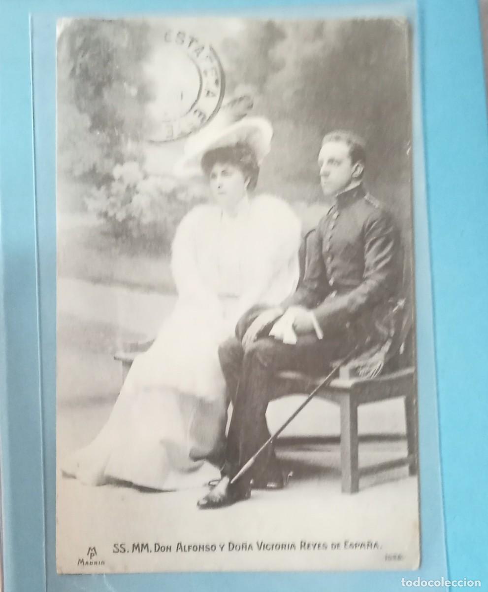Postales: Postal del rey Alfonso XIII , tem&aacute;tica monarqu&iacute;a , reina Victoria