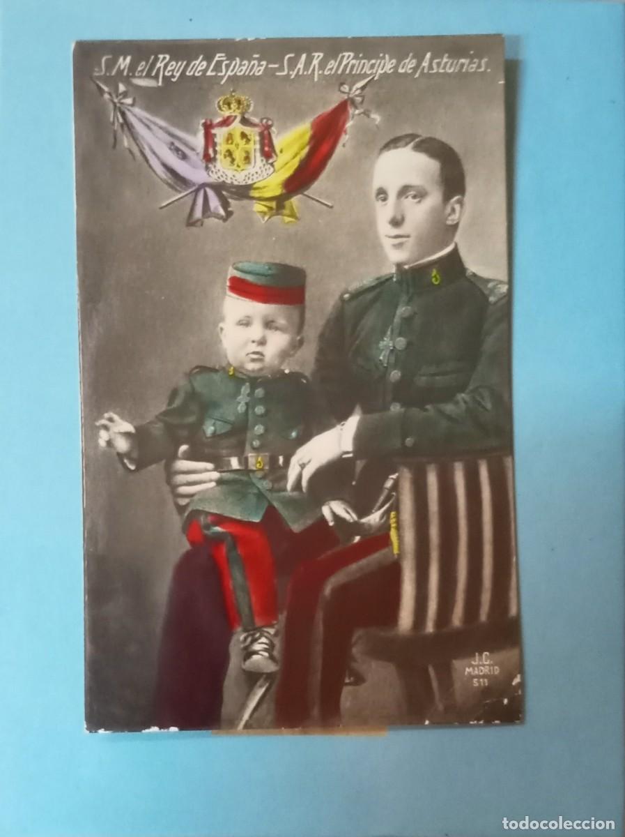 Postales: Postal del rey Alfonso XIII , tem&aacute;tica monarqu&iacute;a , y pr&iacute;ncipe de Asturias