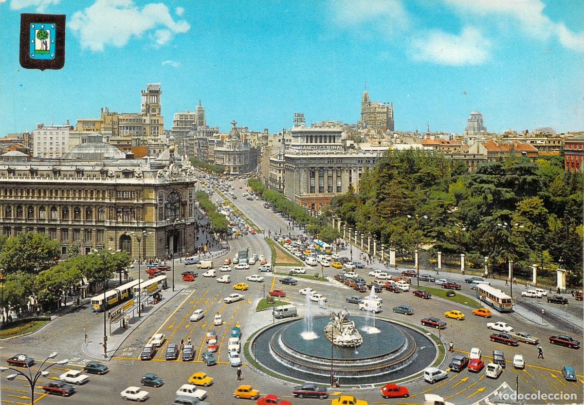 Postales: Postal de la Plaza y Fuente de Cibeles en Madrid