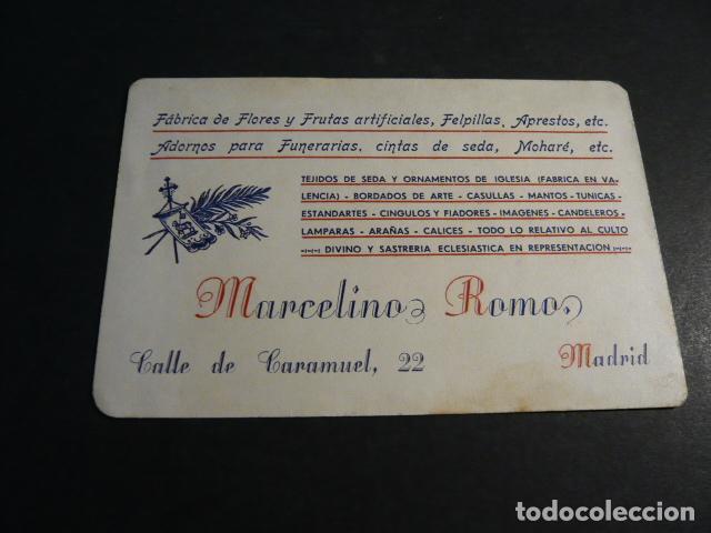 Postkarten: MADRID TARJETA PUBLICITARIA MARCELINO ROMO FABRICA DE FLORES Y FRUTAS ARTIFICIALES CALLE CARAMUEL